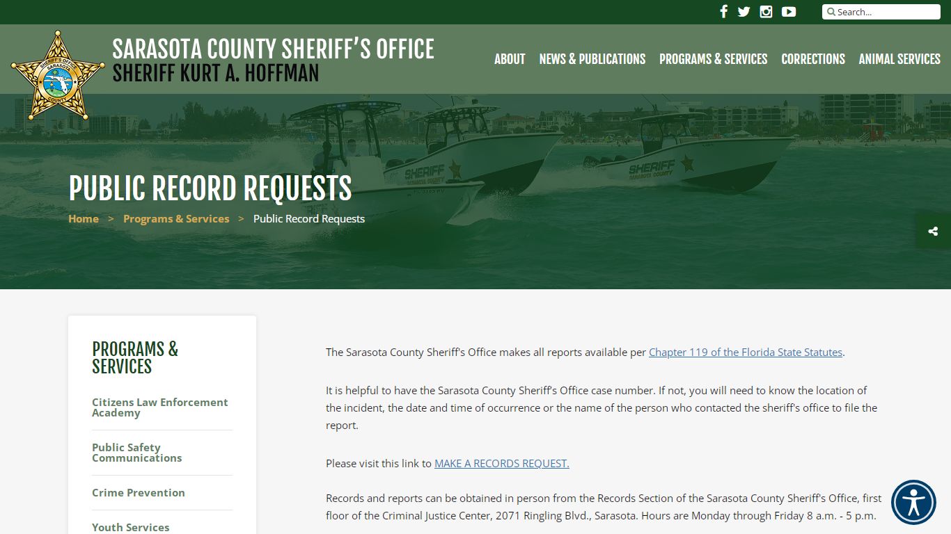 Public Record Requests - Welcome to Sarasota County Sheriff's, FL